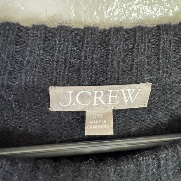 J.Crew High Rib Pullover Sweater Womens Plus XXL Black Wool Blend Relaxed Fit - Picture 3 of 6